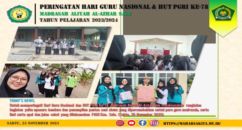 Peringatan Hari Guru Nasional Tahun 2023 dan HUT PGRI Ke-78: Apresiasi Madrasah Aliyah Al-Azhar Sale pada Jasa Guru