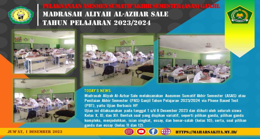 Digitalisasi Pembelajaran: MA. Al-Azhar Sale Memanfaatkan Google Form dalam Asesmen Sumatif Akhir Semester (ASAS) atau Penilaian Akhir Semester (PAS) Ganjil Tahun Pelajaran 2023/2024
